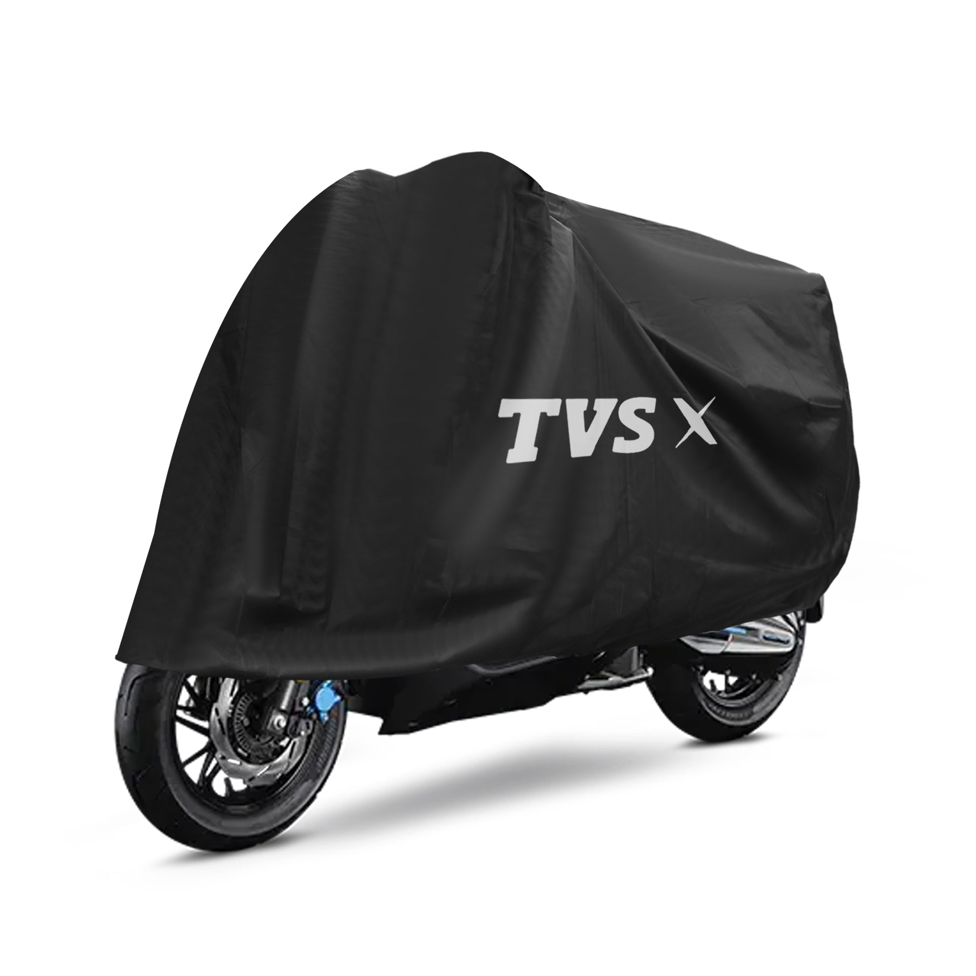 TVS X Vehicle Cover without Mirror Pocket | Rubberised Black | All-Weather Protection
